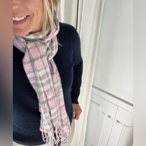 Pink and grey tartan cashmere scarf